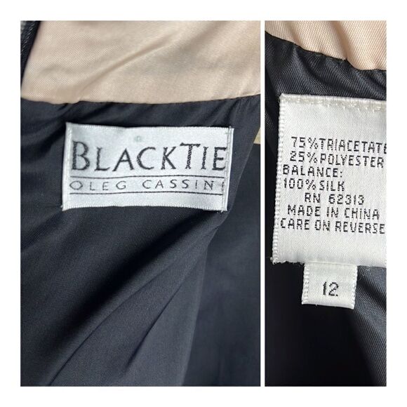 Oleg Cassini Black Tie Formal Shift Black 
Dress Beaded Neckline and Cuffs - Picture 15 of 15